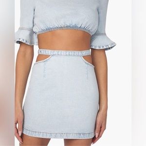 We Wore What Denim Mini Cutout Skirt Size M